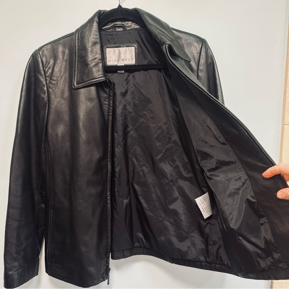 Vintage 90’s Nine West 100% leather black jacket, size Medium Petite - Picture 4 of 7